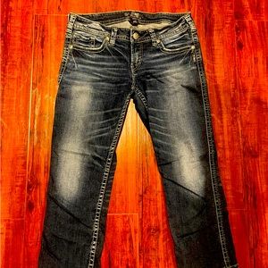 Silver Jeans women boot cut mid rise capri jeans 30W
